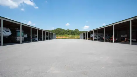 View of covered vehicle storage at King, NC facility.