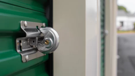 Close up view of storage lock at Pilot Mountain, NC facility.