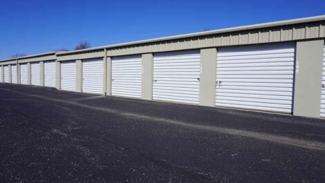 View of exterior storage units at Springdale, AR Superior Storage facility.