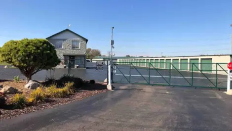 View of security gate at Kenosha, WI Superior Storage facility.
