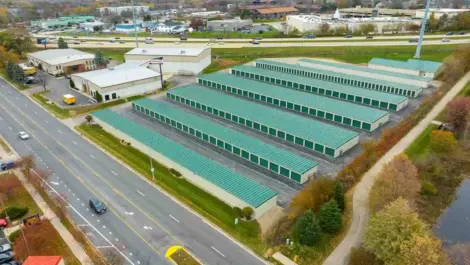 Aerial view of storage units at Madison, WI Superior Storage facility.